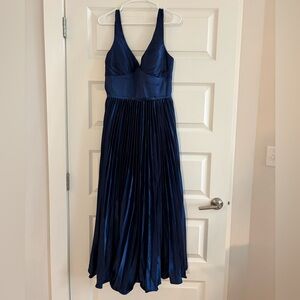 Navy Pleated Dress